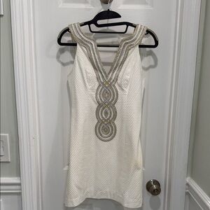 Lilly Pulitzer White Dress with Gold Accents